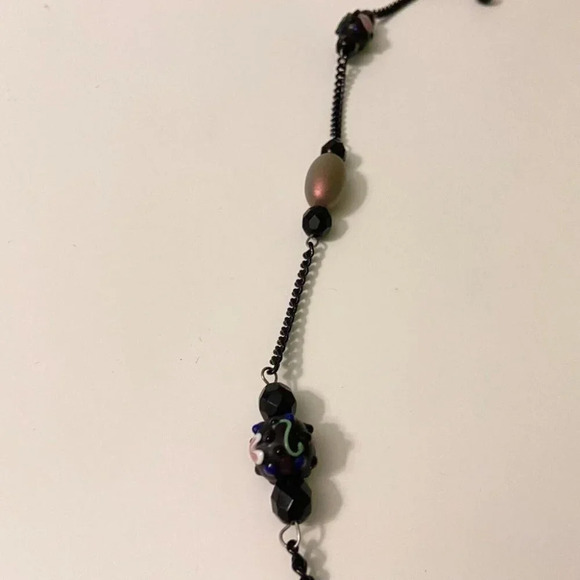 Long Beaded Dark  Tone Necklace Multicolor 44 Inch Length Costume Jewelry - Picture 9 of 11